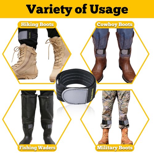 Neracking Ankle Straps, 2pcs Cowboy Boot Straps, Adjustable Elastic Boot Bands for Biking, Hiking, Fishing, Gardening, Military Uniforms Boot Wraps for Cowboy Boots, High Visibility Reflective (Black)