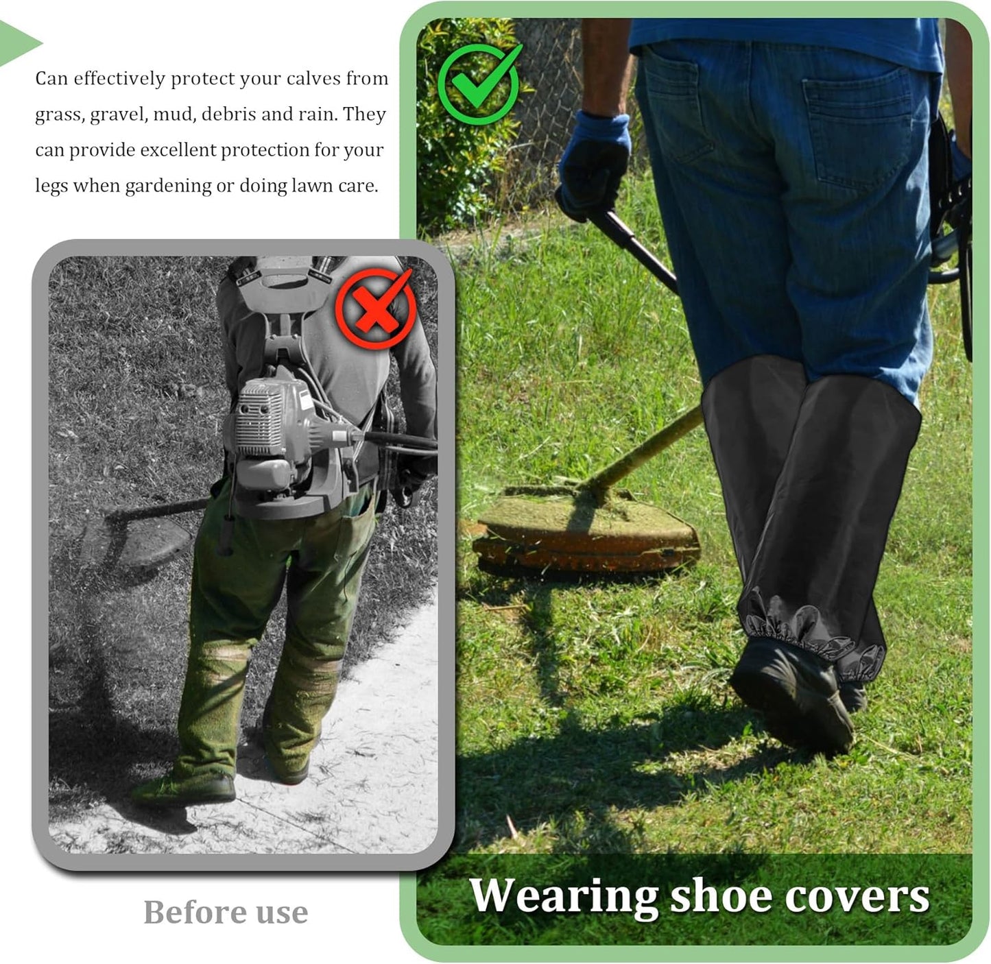 2 Pcs Lawn Care Leg Gaiters,Adjustable Leg Waterproof Hiking Gaiters for Snow,Garden Trimming Weed Eater Leg Chaps