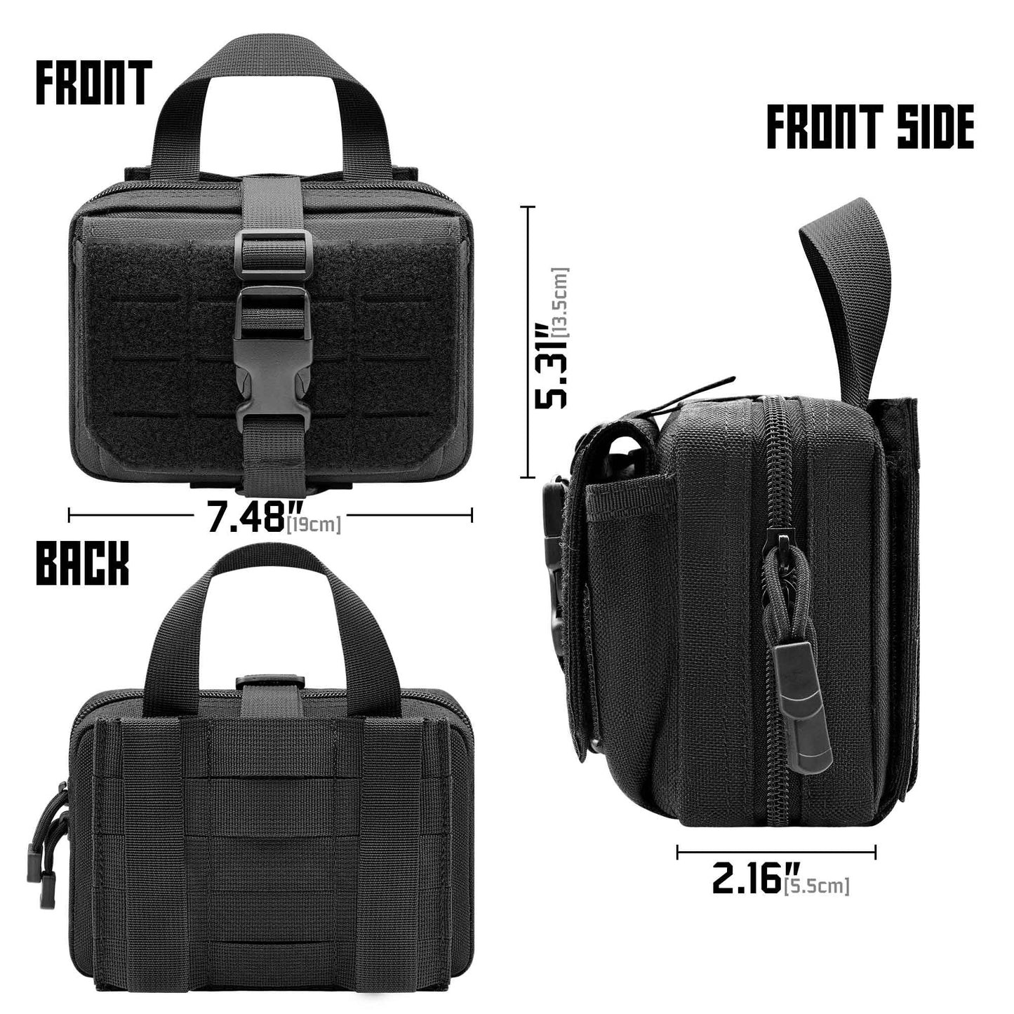 Molle Admin Pouch，1000D Laser Cut Multi Layer Tactical Tool Belt Pouch, Molle Utility Medical EMT Organizer with TQ Tourniquet Holder for Backpack Vest