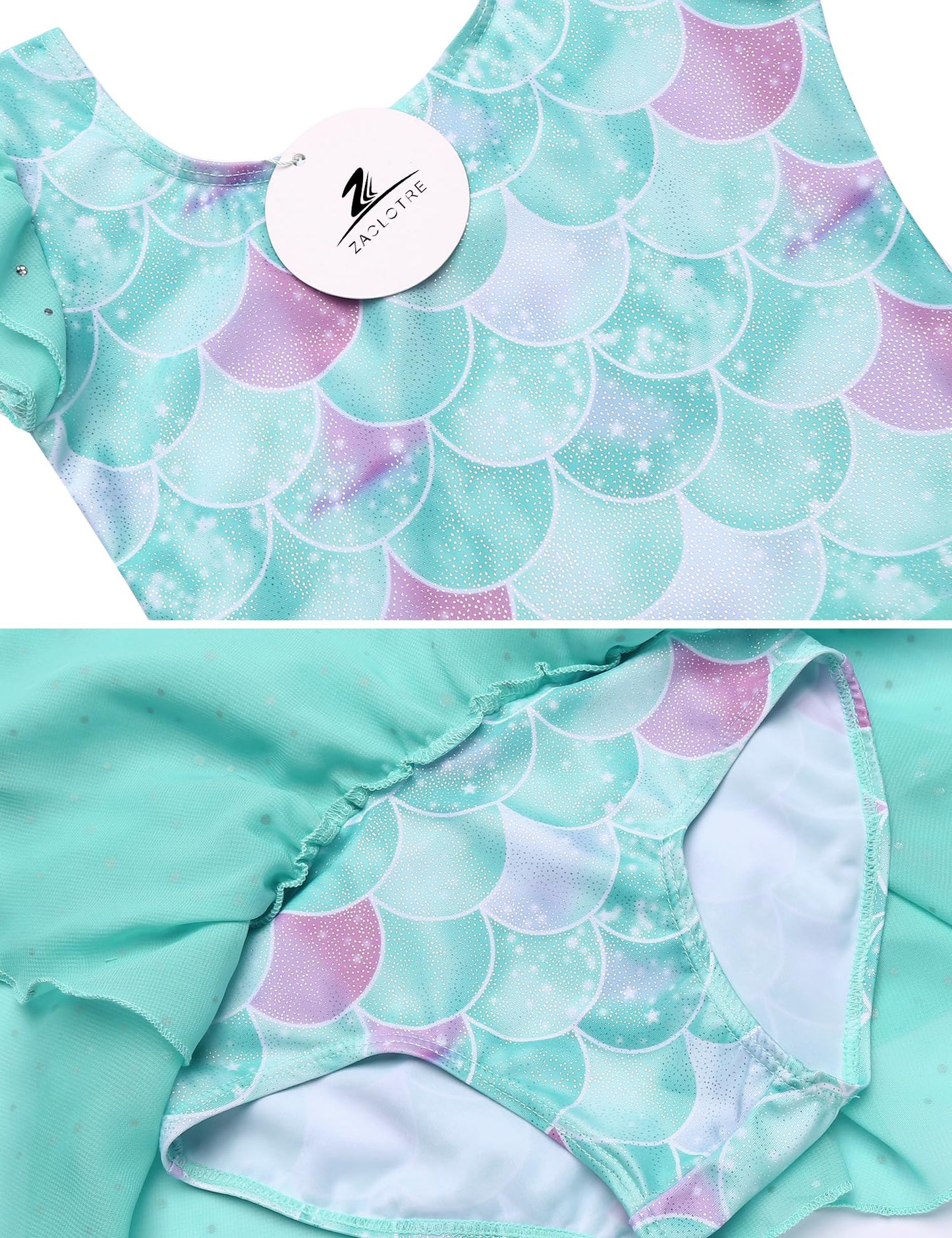 Zaclotre Ballet Leotards for Girls Toddler Classic Long Sleeve Criss-Cross Back Dance Dress Ballerina Outfits Green Mermaid