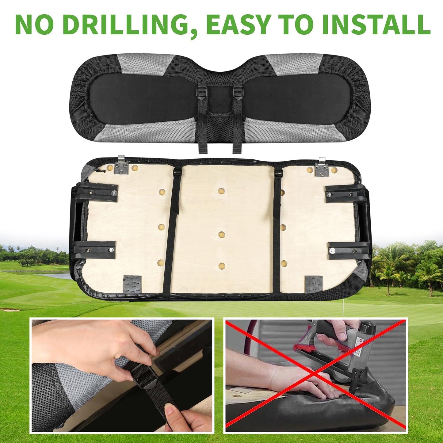 10L0L Universal Golf Cart Seat Covers Dress UP Older Golf Cart Durable Breathable Material Fit Like a Glove for EZGO TXT RXV Club Car DS, Easy to Install