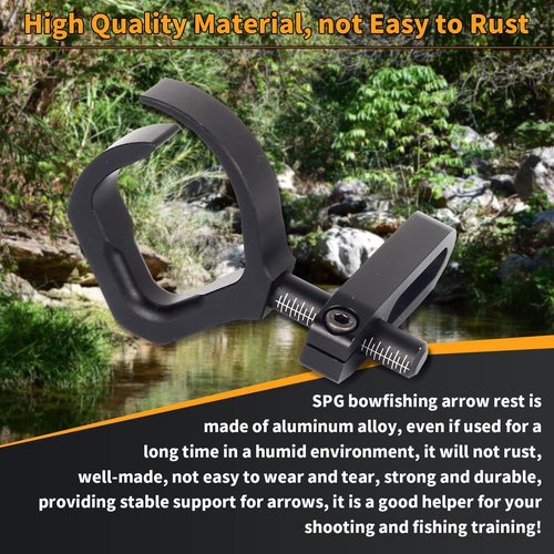 SPG Aluminum Bowfishing Arrow Rest - Anodized and Durable - Adjustable Semi-Open Bow Fishing Arrow Rest Left and Right Hand Use for Compound Recurve Bow Fishing Accessories