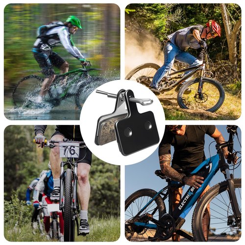 4 Pairs Bike Brake Pads, Resin Semi-Metallic MTB Disc Brake Pads, with Installation Tools, Suitable for E-Bike, Fit for Tektro Shimano TRP M520 M510 MT200 Deore Br-M575 T615 T675