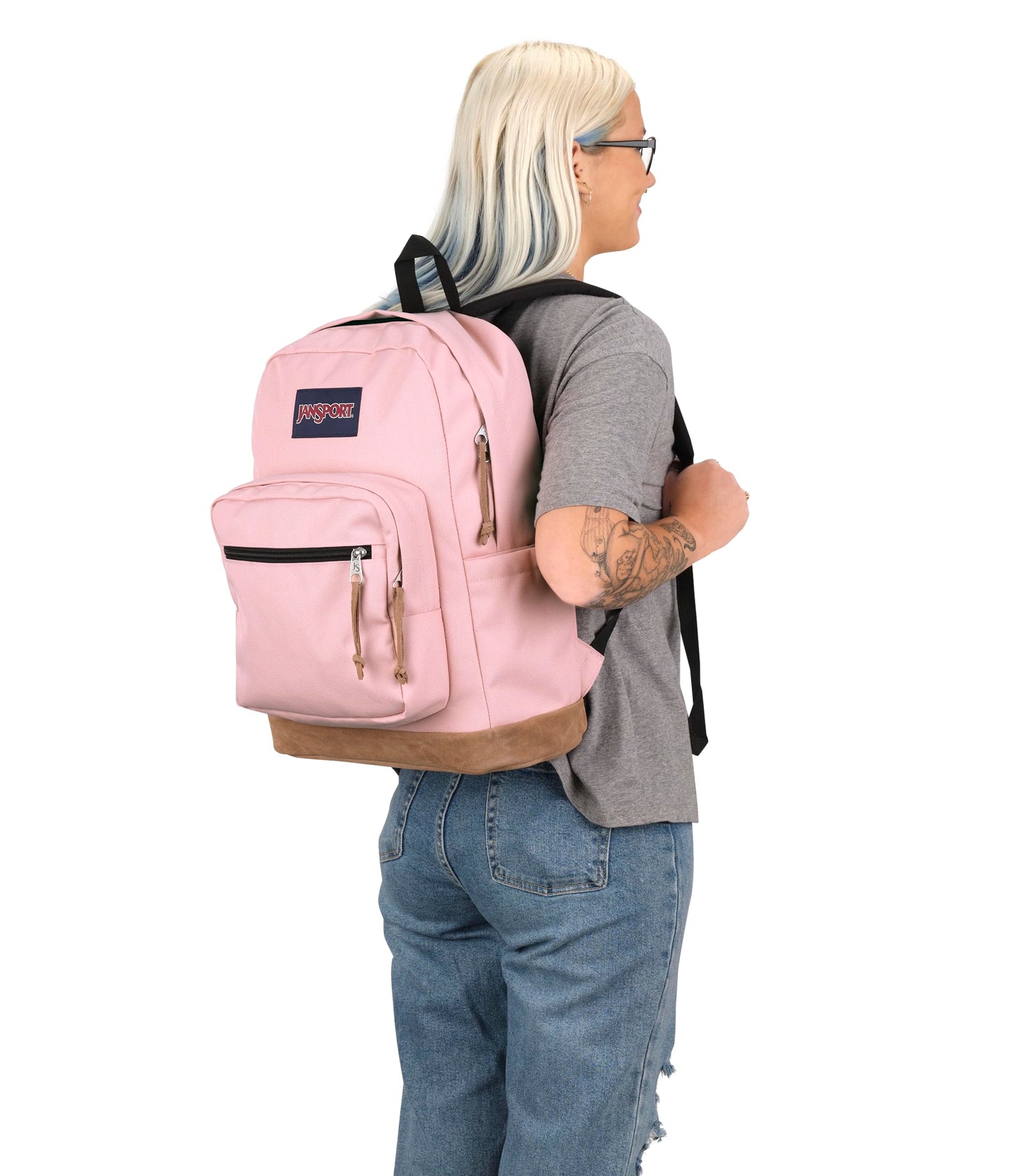 JanSport Right Pack Backpack - Durable Daypack with Padded 15" Laptop Sleeve, Spacious Main Compartment & Integrated Water Bottle Pocket - Misty Rose
