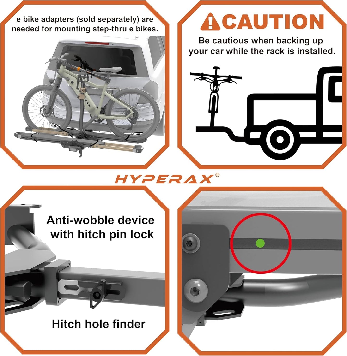 HYPERAX Volt 2 - E Bike Hitch Mounted Platform Style 2 Bikes Carrier for Car, SUV, Trucks, Sedan, Tilting e-Bike Rack for Hitch Fits Up to 2 X 70 lbs Bike with Up to 5" TIRE - NO RV USE!