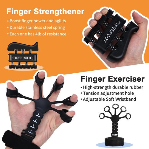 5PCS Grip Strength Trainer Kits, Hand Gripper Strengthener, Forearm Strengthener, Forearm Exerciser, Finger Grip Strengthener, Wrist Strengthener, Stress Relief Ball, Grip Ring, for Muscle Building, Hand Exercisers for Therapy