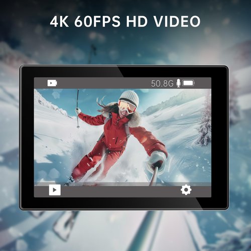 ODDV 4K 30MP Waterproof Action Camera with 60FPS & Dual Screens, 132FT Underwater Camera with 64GB Card, EIS Stabilization, 5X Zoom, WiFi Remote Control Action Camera Ideal for Sports, Snorkeling