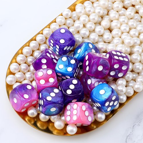 YBEATY 20 PCS Acrylic Dice16mm Set 2 Colors 6 Sided Dice Set Colorful Pink Blue Two-Color Acrylic Game Dice for Role Play Table Games Classroom Teaching Math Learning Standard Parties