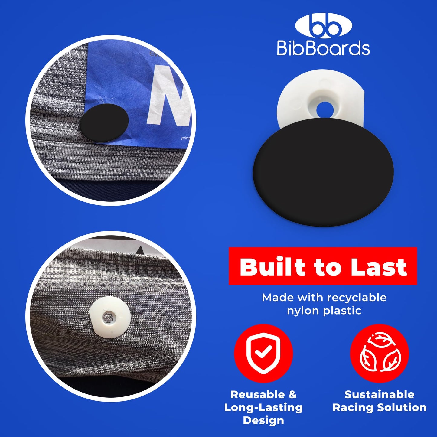 bibSNAPS Race Bib Clips - Safety Lock Fasteners - Secures Running, Marathon, Cycling and Event Number, Non Magnetic, Easy to Use, Soft & Reusable - Replacement for Pins & Magnets - Solid Black (4pcs)