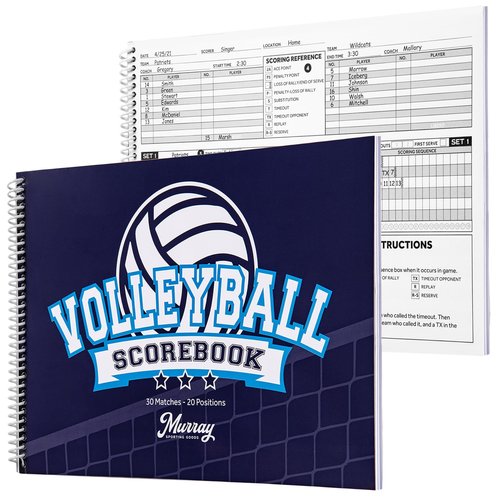 Murray Sporting Goods Volleyball Scorebook - 30 Matches - 20 Positions | Score Keeping Book for Stats - Youth, Little League, Adult