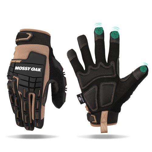 Mossy Oak Motorcycle Gloves for Men and Women - Touchscreen Hunting, Airsoft, Tactical Gloves for Shooting, Cycling, Hiking - Rubber Guard Hunting Gear