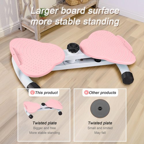 Sttlejura Waist Twist Workout Machine, Ab Machine Weight for Slim Waist and Core Ab Exercise Foot Massage and Weight Loss, Noiseless Home Gym Exercise Equipment for Women Men(Pink)
