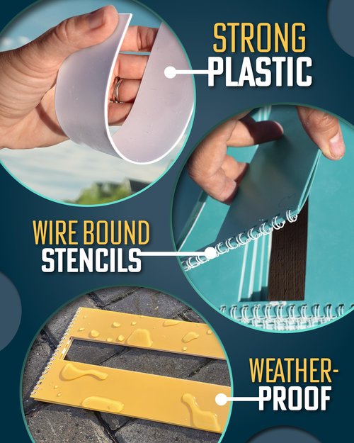 STENCILIT Basketball Court Stencil Kit for Concrete - Thick Plastic, Professional Kit for Driveway & Concrete, Reusable, Easy Assembly, Key & 3Point Lines Basketball Stencil