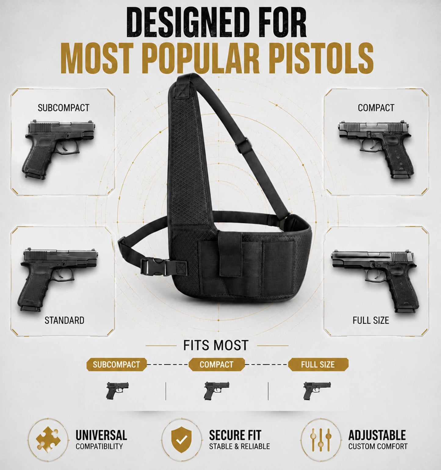 Universal Shoulder Holster for Men, Adjustable Mesh Gun Holster Right Hand
