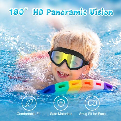 VegoVia 2 Pack Swim Goggles for Kids 6-14, Swimming Pool Goggles for Kids 8-14, Anti-Fog UV Protection for Toddler Youth Teens Boys Girls 6-14, 180°Wide View No Leaking for Pool Beach