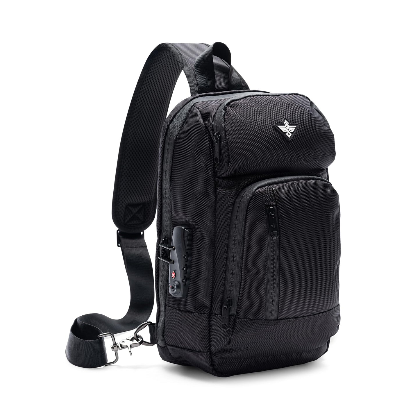 Erozul Equinox Sling Backpack Anti Theft Combination Lock Chest Shoulder Bag Waterproof Crossbody Casual Daypack (Black)