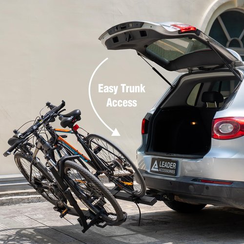 Leader Accessories 2" Hitch Bike Rack, Carry 2 Bikes up to 75 lbs Each for Standard, Fat Tire and Electric Bicycles - Heavy Duty, Foldable Ebike Rack for Car, Truck, RV and SUV with 2-inch Receiver
