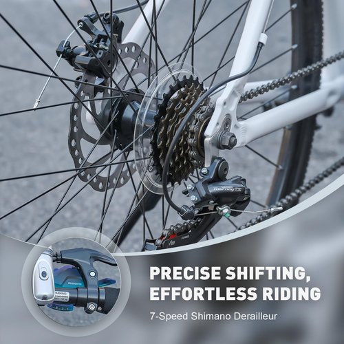 Viribus Hybrid Bikes, 28 inch Road Bike for Tall Men, Lightweight Aluminum 700C City Bike Adults, 7 Speed Mens Commuter Bikes, Adult Hybrid Bicycle, Pure White