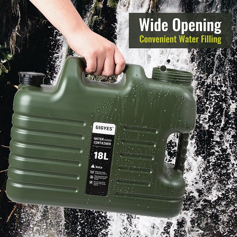 5 Gallon Camping Water Jug with Spout - Leak Proof HDPE Bottle, BPA Free