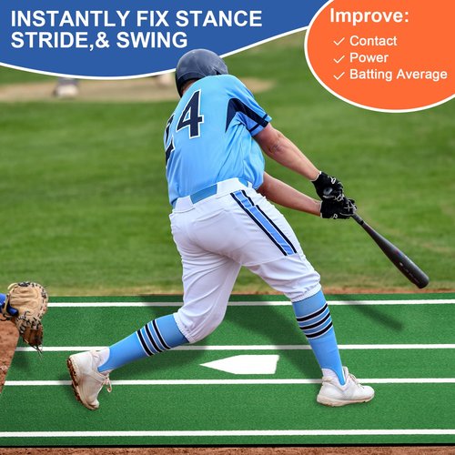 Baseball Batting Mat 6'x4' Anti-Fade Baseball Hitting Mat Softball Training Matt with Home Plate Batters Box Turf Mat Outdoor Indoor Batting Stance Practice Matt, Green