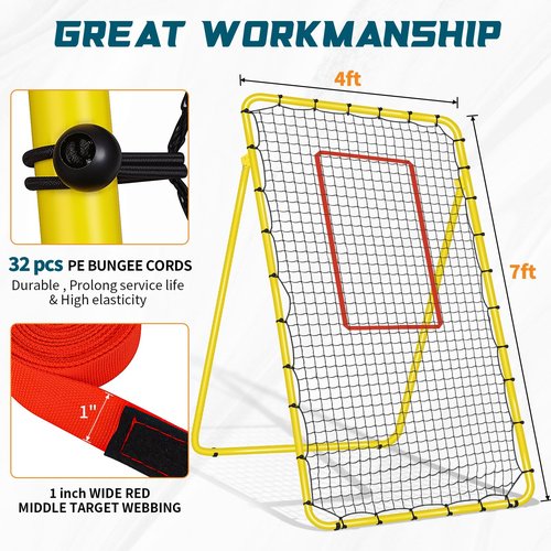 5-Angle Adjustable Volleyball Rebounder Net 7x4ft, Durable & Portable Bounce Back Training Equipment for Practicing Volleying Bumping Spiking with High-Tension Net, PU Volleyball, Pump, Stakes