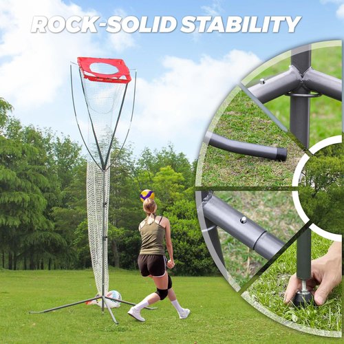 JOLORLY Volleyball Setter Trainer Net, Adjustable Height for Indoor and Outdoor Practice, Perfect for Serving, Spiking, and Setting Training Equipment (Red)