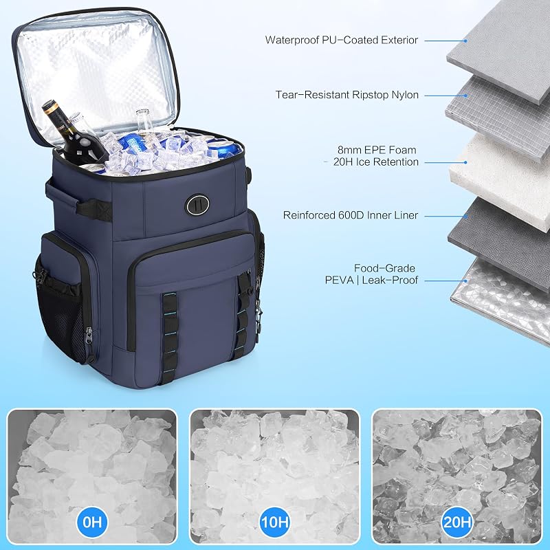 Dark Blue Large 37L Insulated Leak-Proof Cooler Backpack