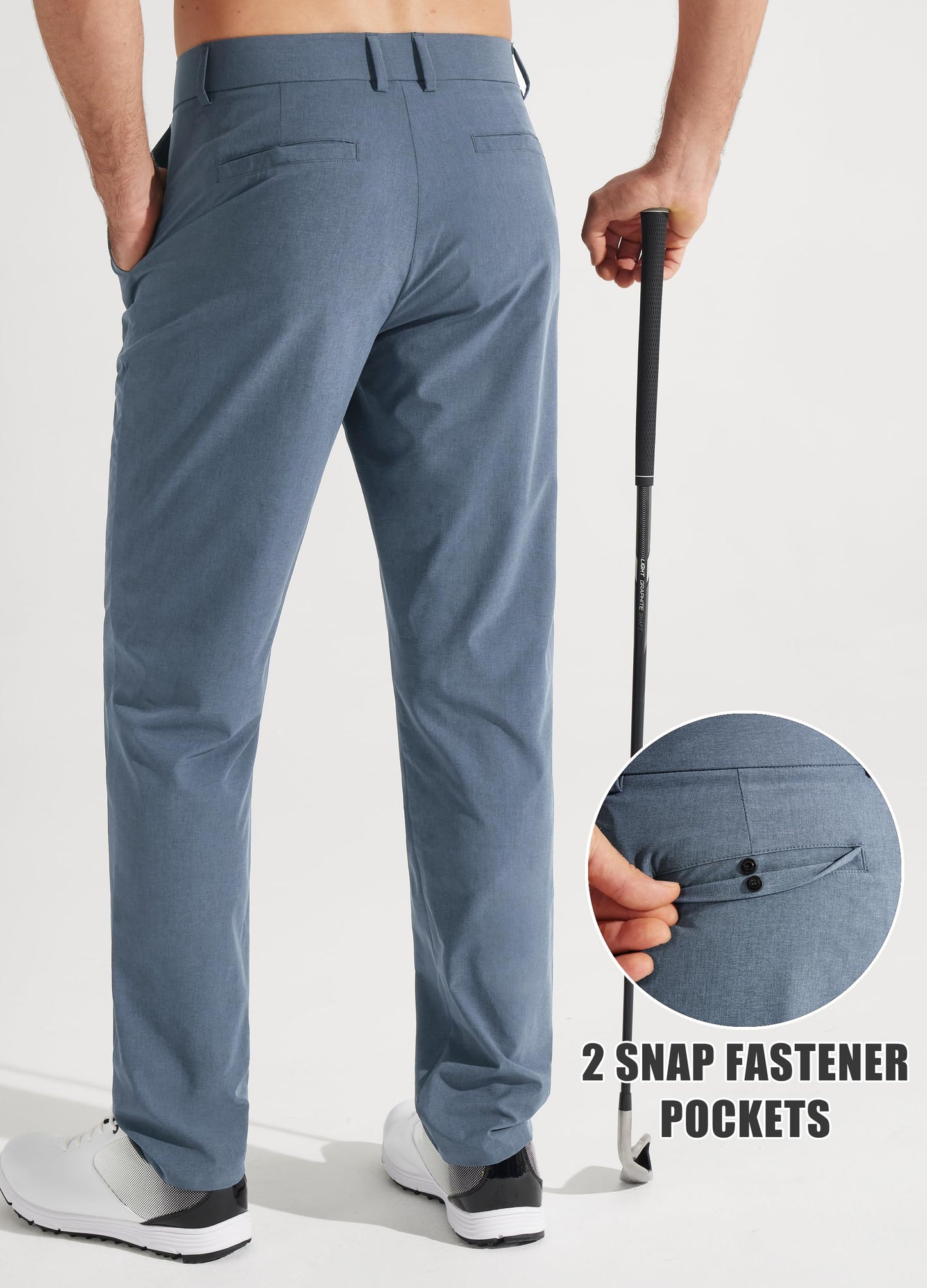 Libin Men's Golf Pants 30" Comfy Business Casual Pants Quick Dry Lightweight Fashion Outfits for Men Travel Vocation Dress Work, Ice Blue, 32W x 30L