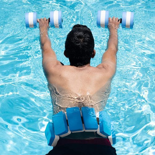 UNAOIWN Water Dumbbell Set for Aquatic Aerobics Exercise, Training Aid for Aquatic Fitness, Swim Gloves Version-Blue