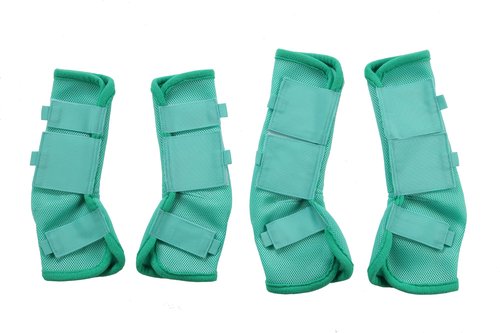 LEAFOREST Horse Fly Boots Set of 4 - Non Slip Leg Protection for Donkey Mini Pony Draft, Breathable Mesh Fly Boots for Pasture & Barn Use Green Full