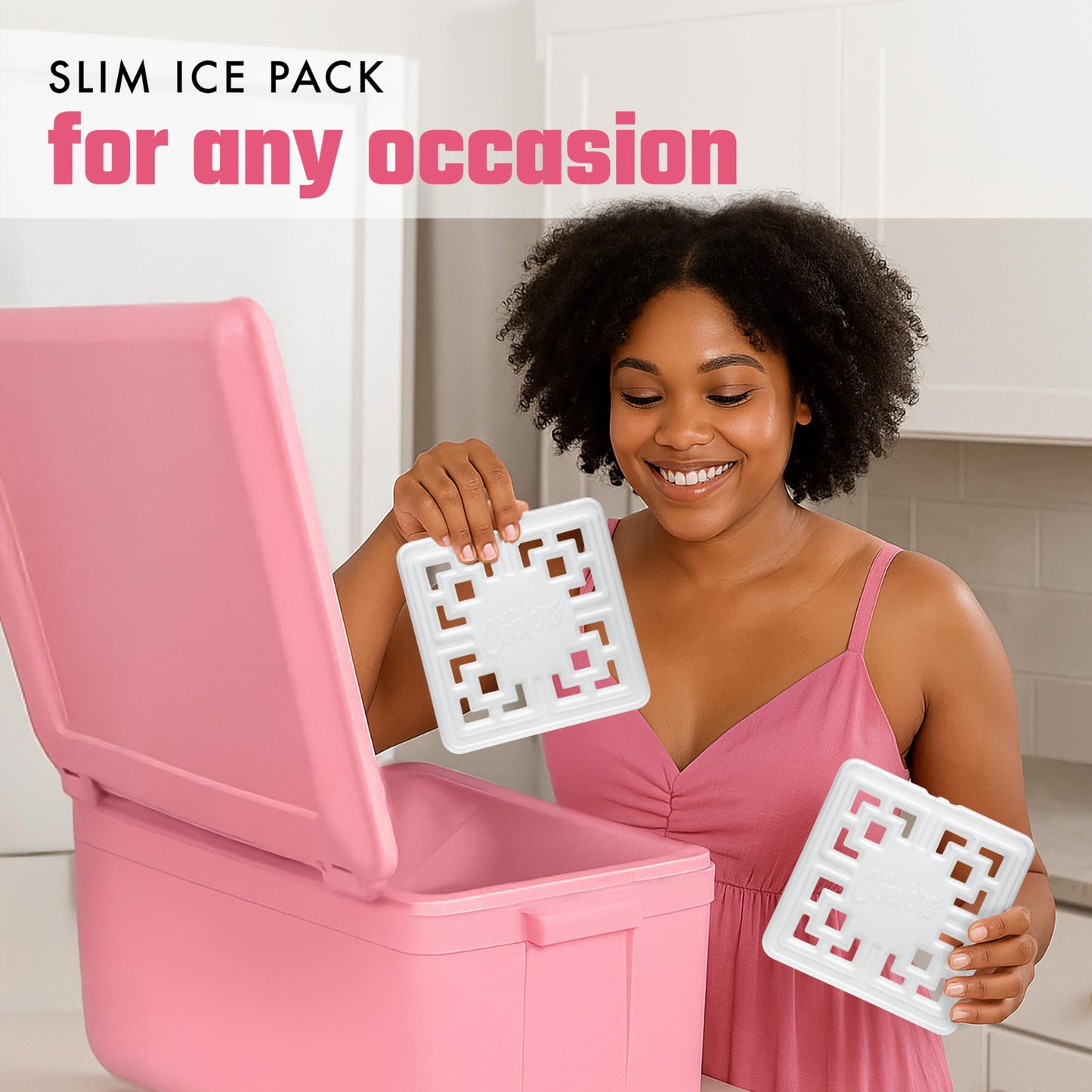 Cool Coolers Large Fashion Ice by Fit & Fresh, 6pk Ice Blocks for Lunchboxes, Quick Freeze, Space Saving, Stylish Reusable Freezer Packs for Coolers, Pearl White