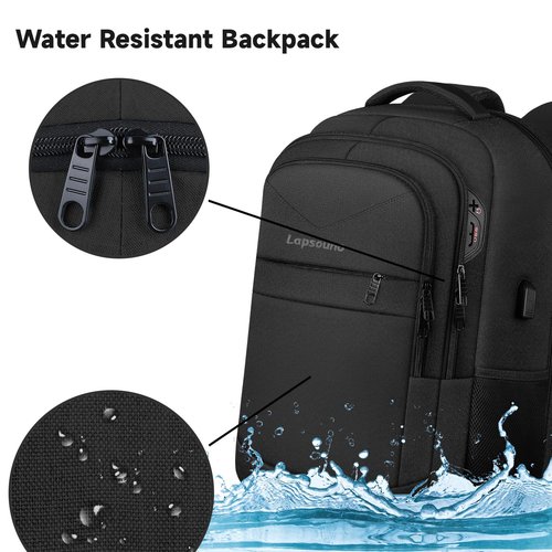 Travel Backpack, Large Carry on Backpack, 17 Inch Laptop Bag, Big Sturdy TSA-Friendly with USB Port College School Rucksack Bag, Gifts for Him Men Women, Black