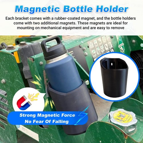 Magnetic Bottle Holder, Heavy Duty Magnetic Drink Holder, Big Magnetic Bottle Mounts for 46, 50, 64 Oz,Portable Magnetic Drink Holder for Tractor Fridge Yacht RV Forklifts Bus Lawnmower Truck(46)