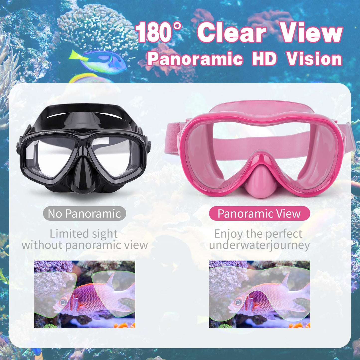 Kids Swim Goggles, Anti-Leak Snork Goggles with Nose Cover & Elastic Fabric Strap, UV Protection Swimming Goggles for Kids Boys Girls
