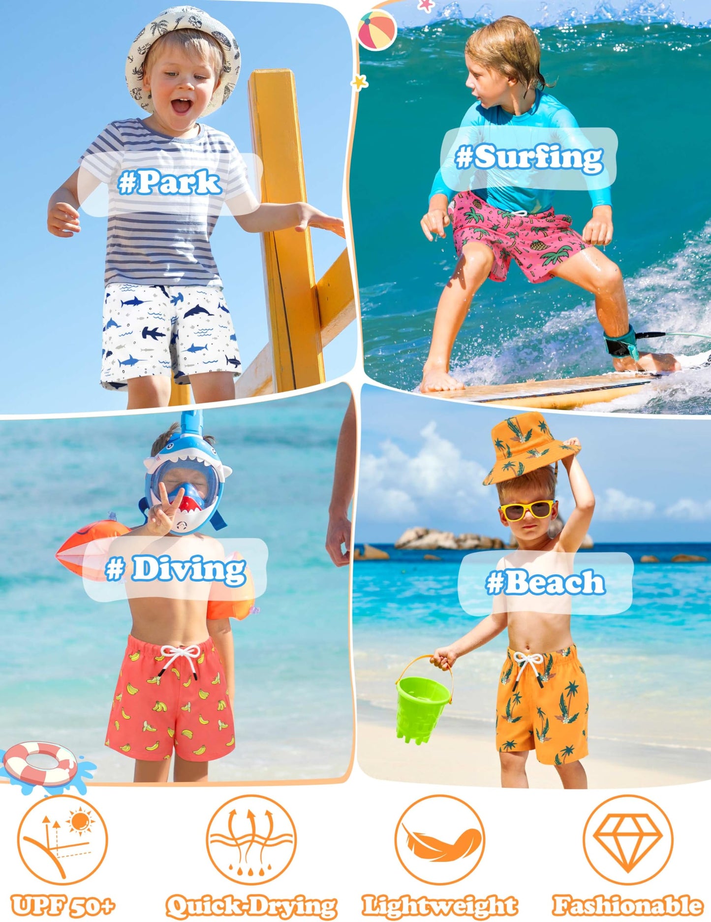 Sarfel Kids Bathing Suits Boys Swimming Trunks Kids Swim Trunks 5T Bathing Suit Boys' Swimwear Boy Swim Shorts 5T Kid Swimsuit