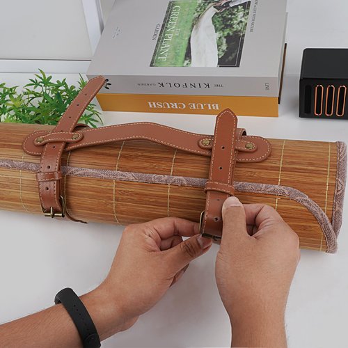 SHIDOW Blanket Carry Strap, PU Leather Flexible Straps, Portable Handle for Beach Tanning Mats for Travel, Yoga Mat, Picnic Mat (Brown)
