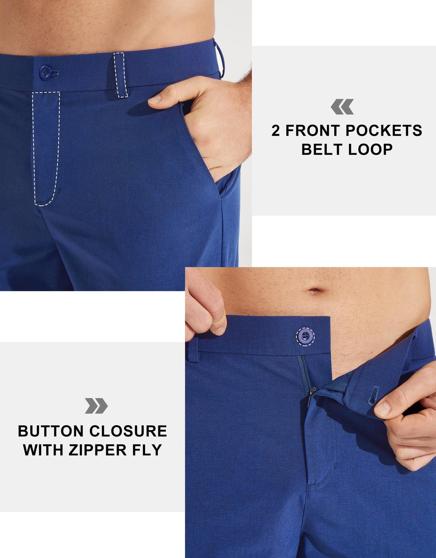 Libin Men's Golf Pants 30" Comfy Business Casual Pants Quick Dry Lightweight Fashion Outfits for Men Travel Vocation Dress Work, Royal Blue, 34W x 30L