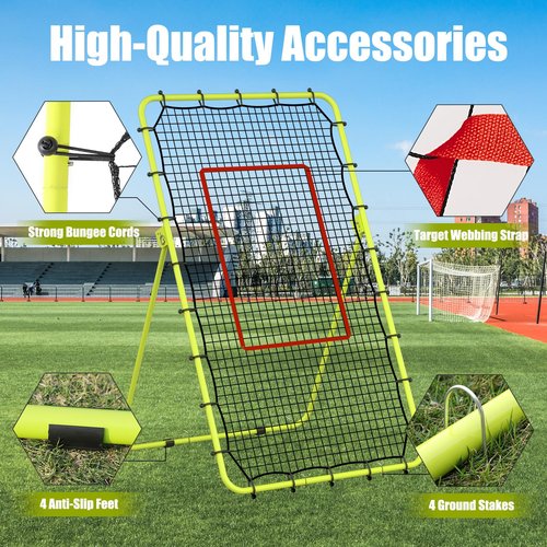 CHAOBING 7x4 FT Volleyball Rebounder Net, 5-Angle Adjustable with Steel Frame & High-Tension PE Netting, for Lacrosse, Baseball, Soccer Practice Perfect for Setting, Spiking, and Bumping (Green)