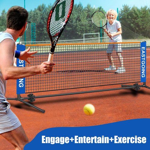 Eastgoing 10 ft Mini Portable Soccer Tennis Net | Mini Pickleball Net System with Carrying Bag for Driveway Backyard. Easy Assemble Beach Tennis Net | Tennis Practice for Indoor and Outdoor