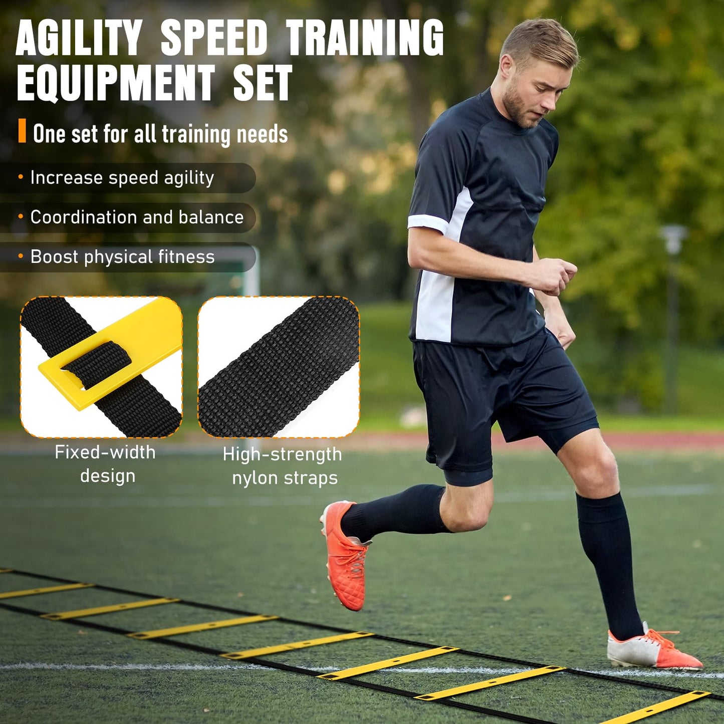 MUROZA Agility Ladder, Football Training Equipment Set, 4 Agility Hurdles