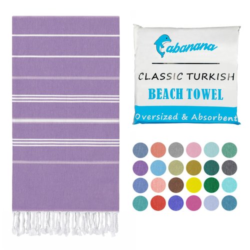 cabanana Turkish Beach Towel Oversized - 39"x71" Quick Dry Sand Free Thin Beach Towels for Adults,Extra Large Cotton Lightweigh Travel Towel for Beach Accessories (Purple)
