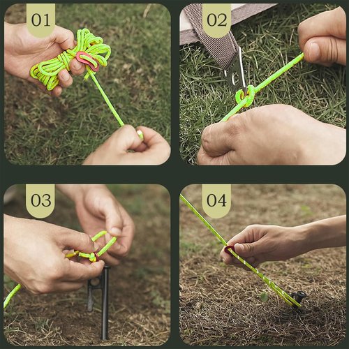 CONBOLA 6 Pack 5 mm Guy Lines Ultralight Tent Cords with Aluminum Adjuster Tensioner Outdoor Camping Guylines Ropes for Tent Tarp, Canopy Shelter, Climbing, Hiking Backpacking Gear