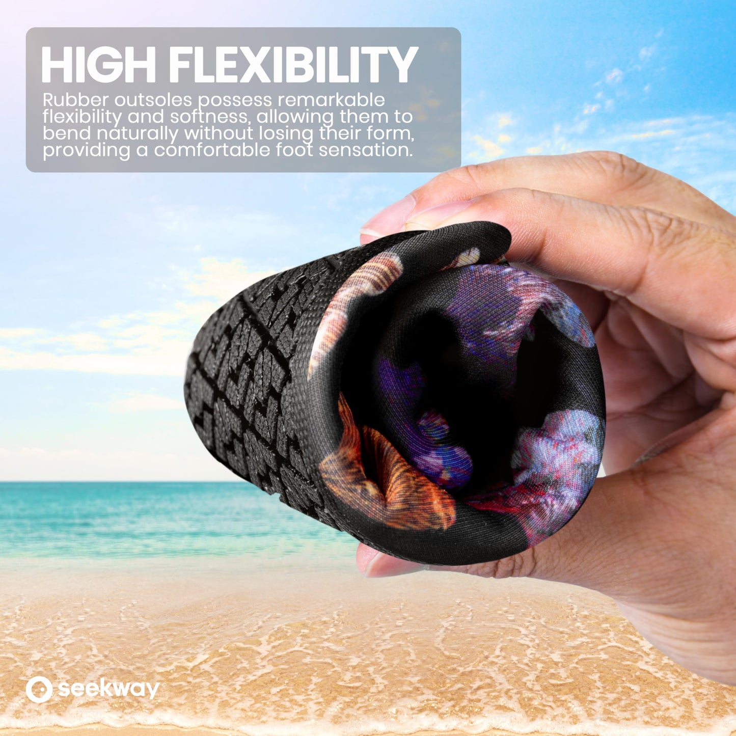 SEEKWAY Water Shoes Women Men Adult Quick-Dry Aqua Socks Barefoot Non Slip for Beach Swim River Pool Lake surf Black Size SK002