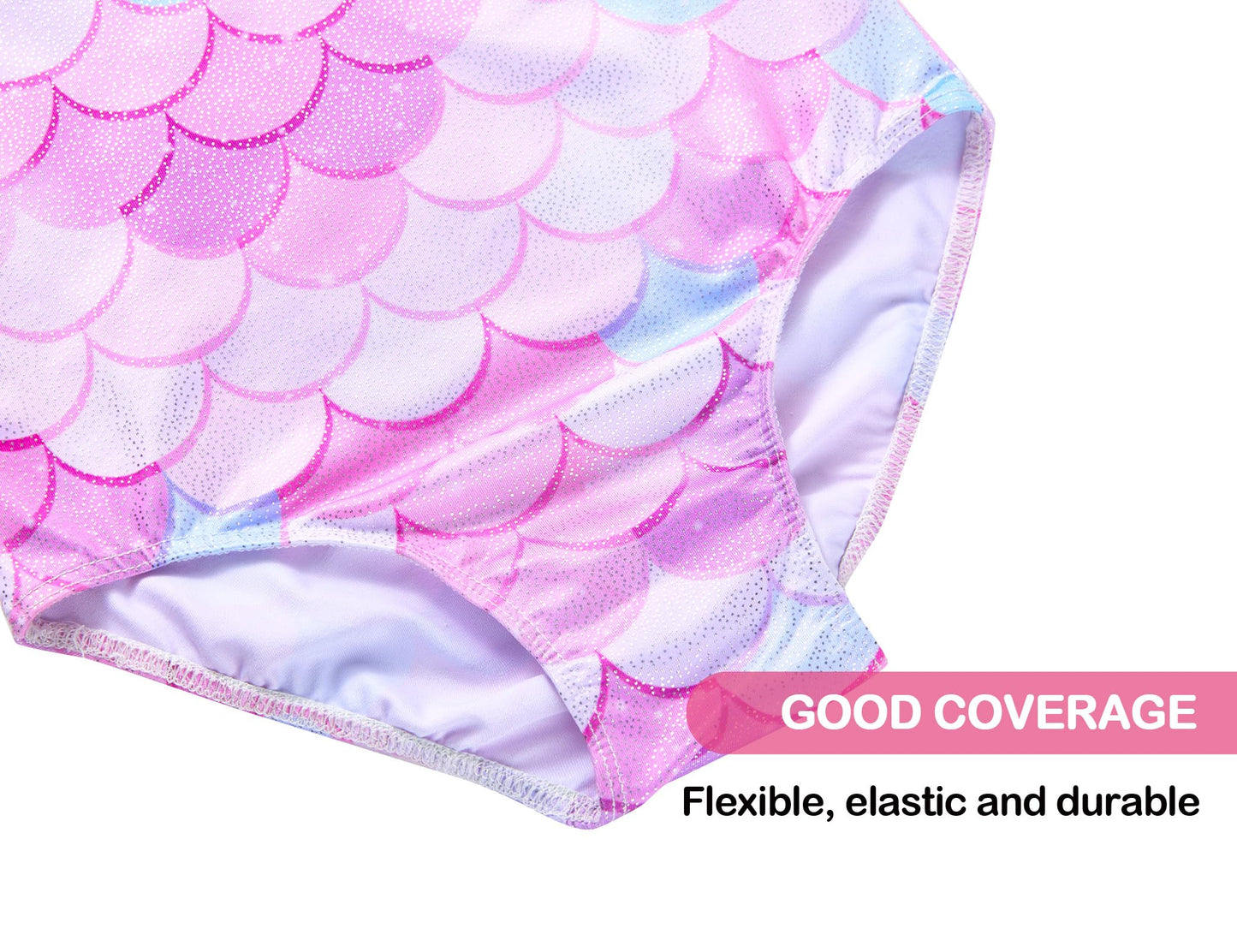 Domusgo Gymnastics Leotards for Girls 7-8 Years Old Pink Mermaid Sparkly One Piece Tumbling Outfits