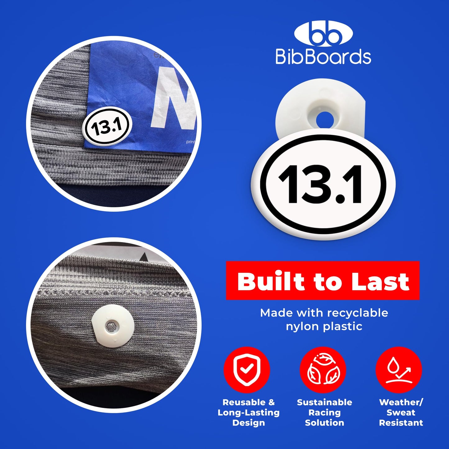 BibBoards bibSNAPS Race Bib Clips, Standard, 4 Pack