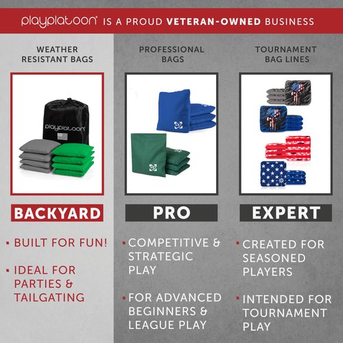 Play Platoon Weather Resistant Cornhole Bags Set of 8 - American Flag Corn Hole Bags (Stars & Stripes) - Outdoor Toss -Regulation Size & Weight