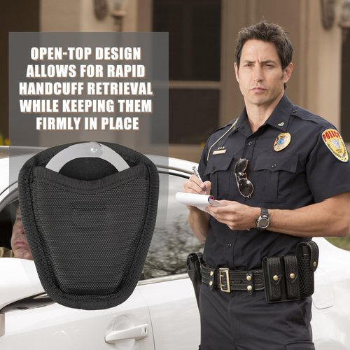 Open Top Handcuff Case, Handcuff Holder for Duty Belt, Nylon Cuff Pouch Law Enforcement Accessories (2 PCS)
