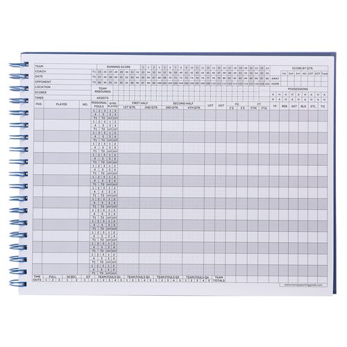 Murray Sporting Goods Premium Basketball Scorebook - 60 Games Score Book Side by Side Stat Keeping Book