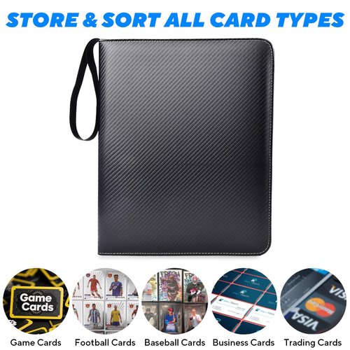 ULLTOON Portable 9-Pocket Trading Card Binder, Holds 990 Cards with 55 Removable Double-Sided Sleeves, Baseball Card Binder Card Storage Organizer Album for Boys, Girls, Sports & Game Cards