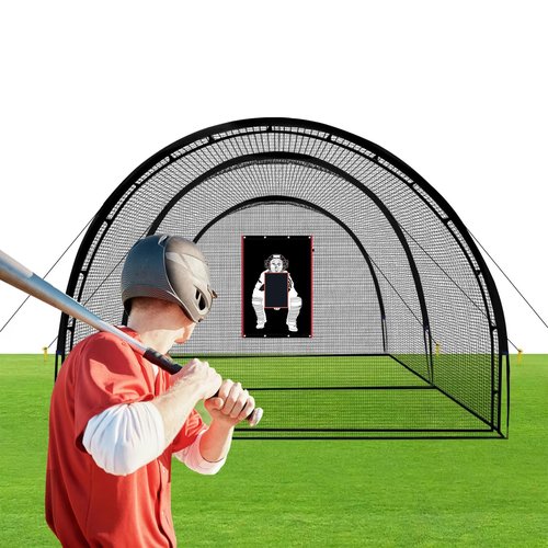 IsleWood 4'x6' Baseball Backstop 600D Oxford Fabric with Strike Zone & Catcher Visuals Portable Batting Cage Net Saver Weather-Resistant Backdrop for Pitching Practice Indoor/Outdoor Use